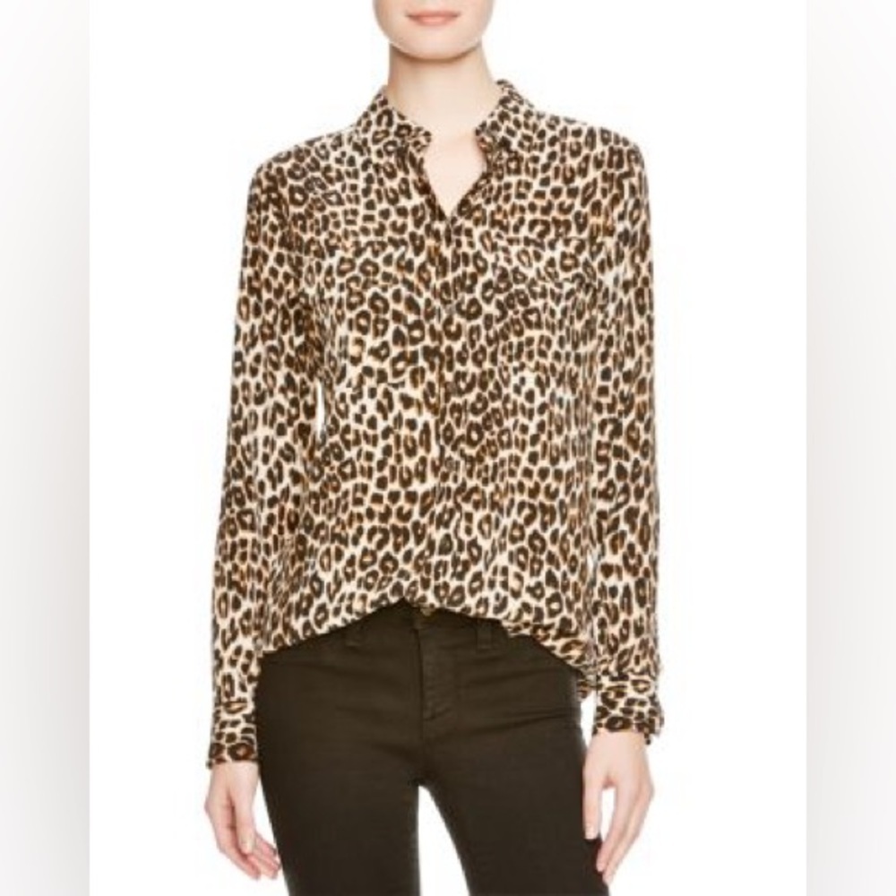 Equipment Slim Signature Leopard-Printed Silk Shirt Sz XS
